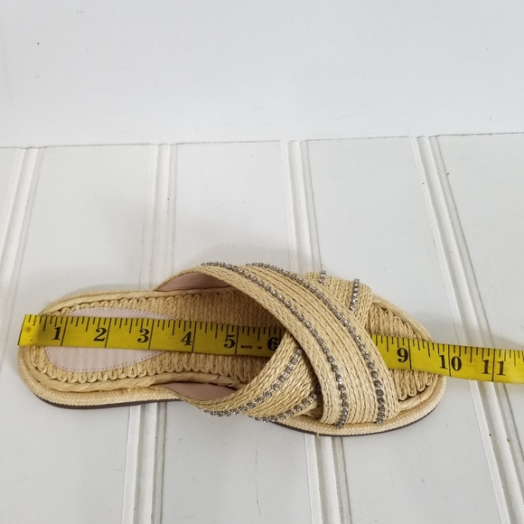 Schutz Rhinestone Raffia Sandals Womens Carlotta Crossover Flat Summer Shoes 6 - Picture 14 of 15